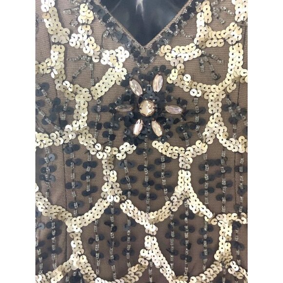 SUE WONG womens fitted sequined dress 34ch 26w 34h 37 long size 4 - Picture 4 of 8